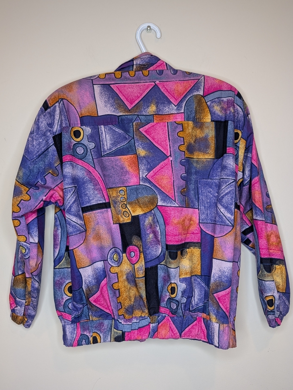 Vintage Abstract Print Jacket Pink Purple OSFM Fits L XL 90s Bold - Picture 5 of 12